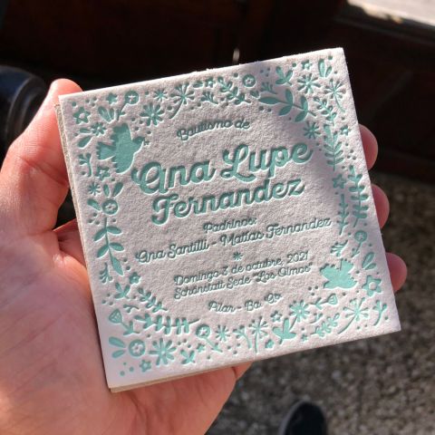 Tarjetas De Bautismo En Letterpress